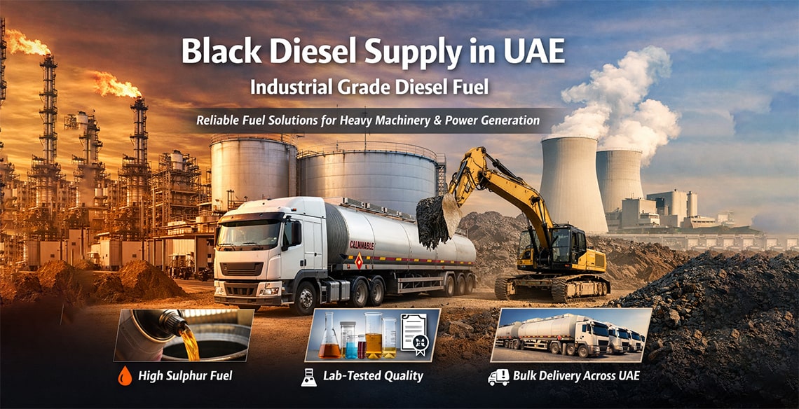 Industrial black diesel delivery for heavy equipment and power plants in UAE